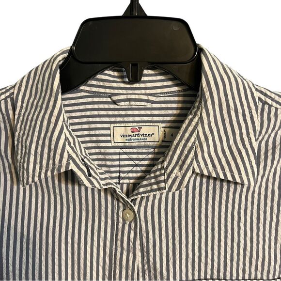 Vineyard Vines Blue & White Striped Button Blouse Front Size 4 - Picture 6 of 14
